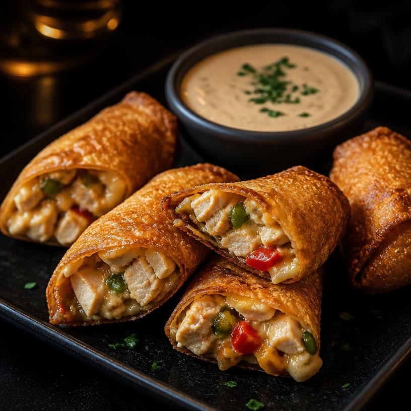 Chicken Cheesesteak Egg Rolls